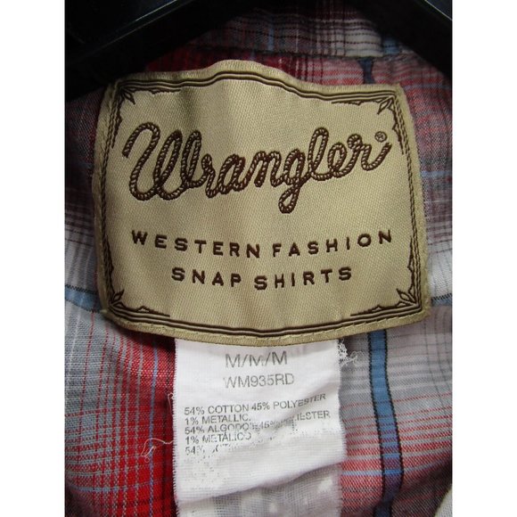 Wrangler Shirt Medium White Western Pearl Snap Plaid Cowboy Outdoor * - Picture 9 of 10